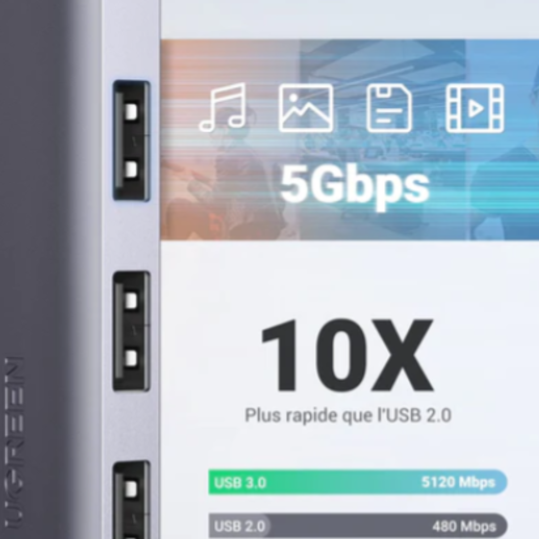 Hub USB 3.0 UGREEN à 4 ports (15cm)