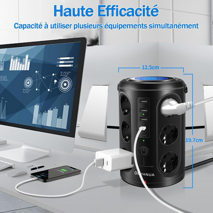 Multiprise 18 en 1 avec charge sans Fil et protection contre surcharges